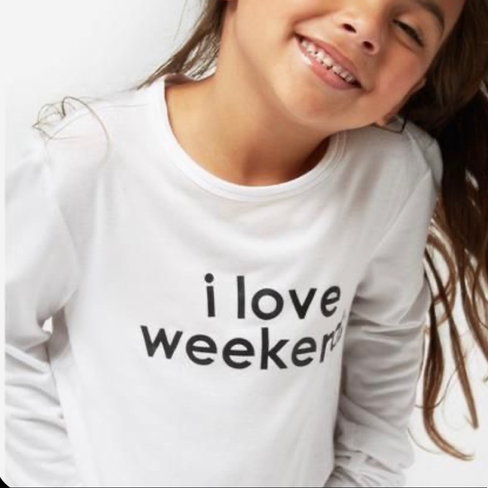 MULTIPLE SIZES AVAILABLE!  “I Love Weekends” Modal Long Sleeve Tee SOFT!